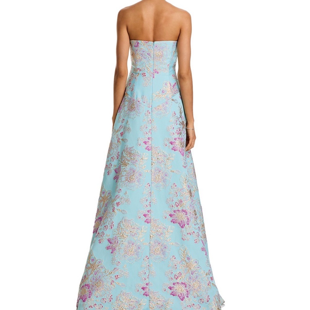 Rickie Freeman for Teri Jon Strapless Floral Dress in Blue and Pink - Picture 3 of 4